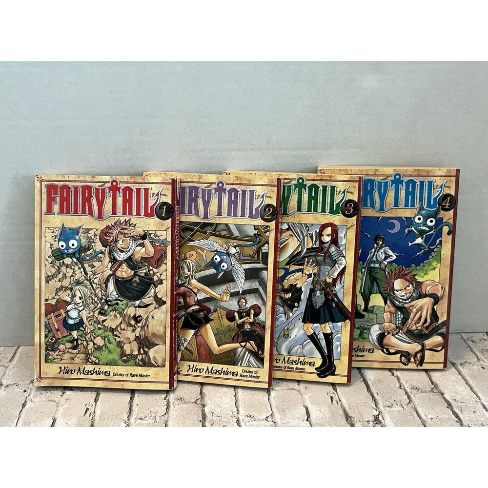 Fairy Tail Volumes 1 2 3 4 Manga English Comic Book by Hiro Mashima 4 LOT